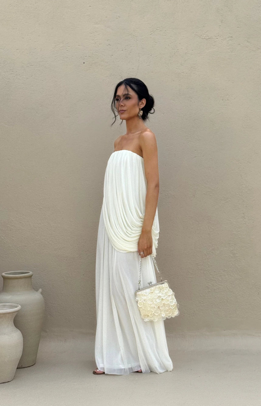 Vestido Longo Branco Sem Alças Modern Marie
