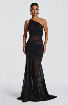 Vestido Longo Drapeado com Tule Modern Marianne