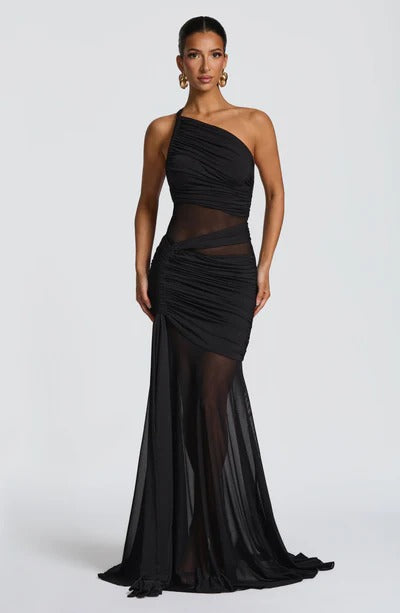 Vestido Longo Drapeado com Tule Modern Marianne