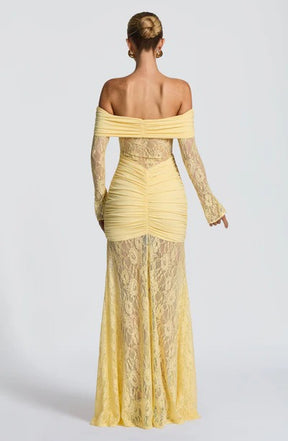 Vestido Longo Ombro a Ombro de Renda Modern Pauline