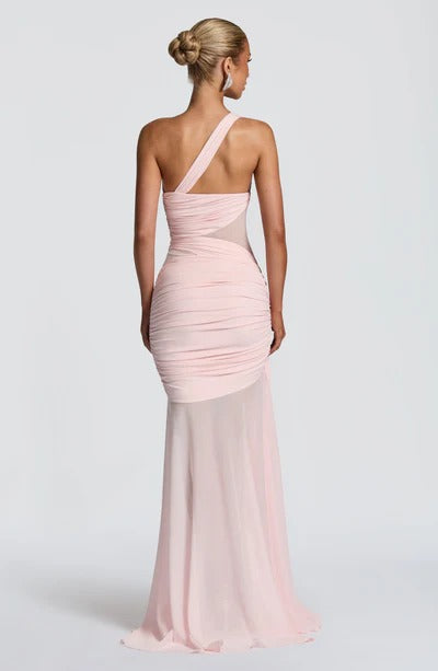 Vestido Longo Drapeado com Tule Modern Marianne