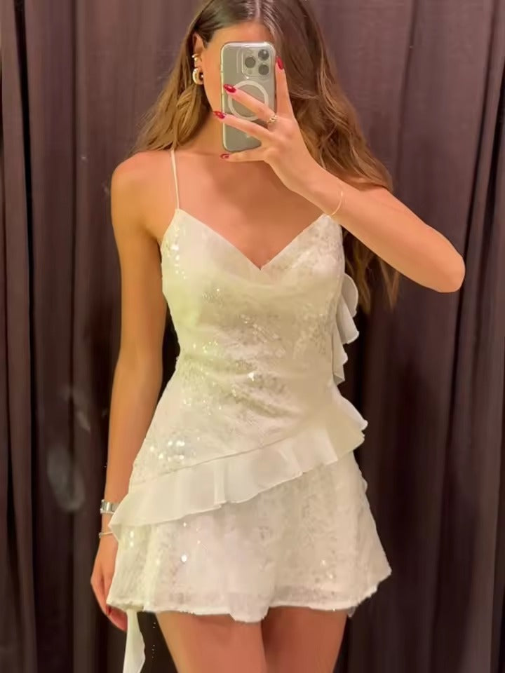 Vestido Curto de Paetê Tendência Modern Layse