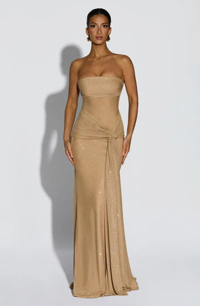Vestido Longo de Brilho com Tule Modern Agnes