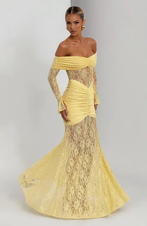 Vestido Longo Ombro a Ombro de Renda Modern Pauline