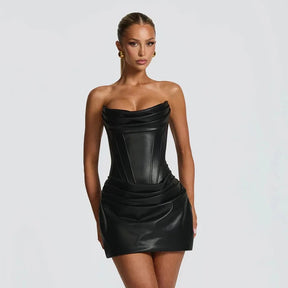 Vestido Curto em Couro Modern Margot