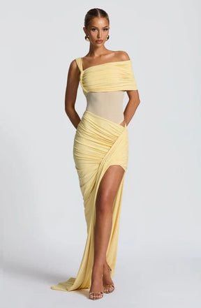 Vestido Longo Assimétrico com Fenda Modern Azurae