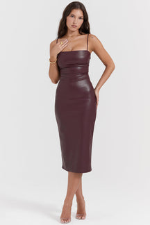 Vestido Midi de Couro Justo Modern Jamile