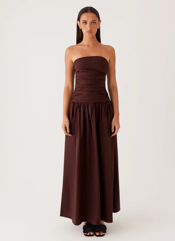 Vestido Sem Alças Elegante Modern Merlot