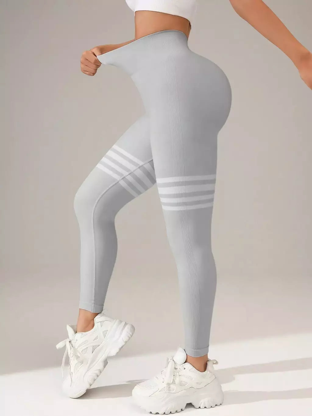 Calça Legging Listrada com Cós em V e Empina Modern Power Buum - FITNESS