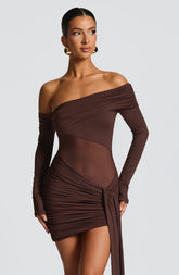 Vestido Manga Longa com Transparência na Cintura Modern Líria