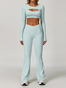 Conjunto Top Manga Longa e Calça Flare Cós V Modern Flex