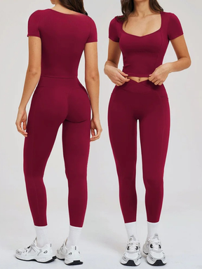 Conjunto Esportivo Blusa Meia Manga com Calça Legging Modeladora Modern Mulen