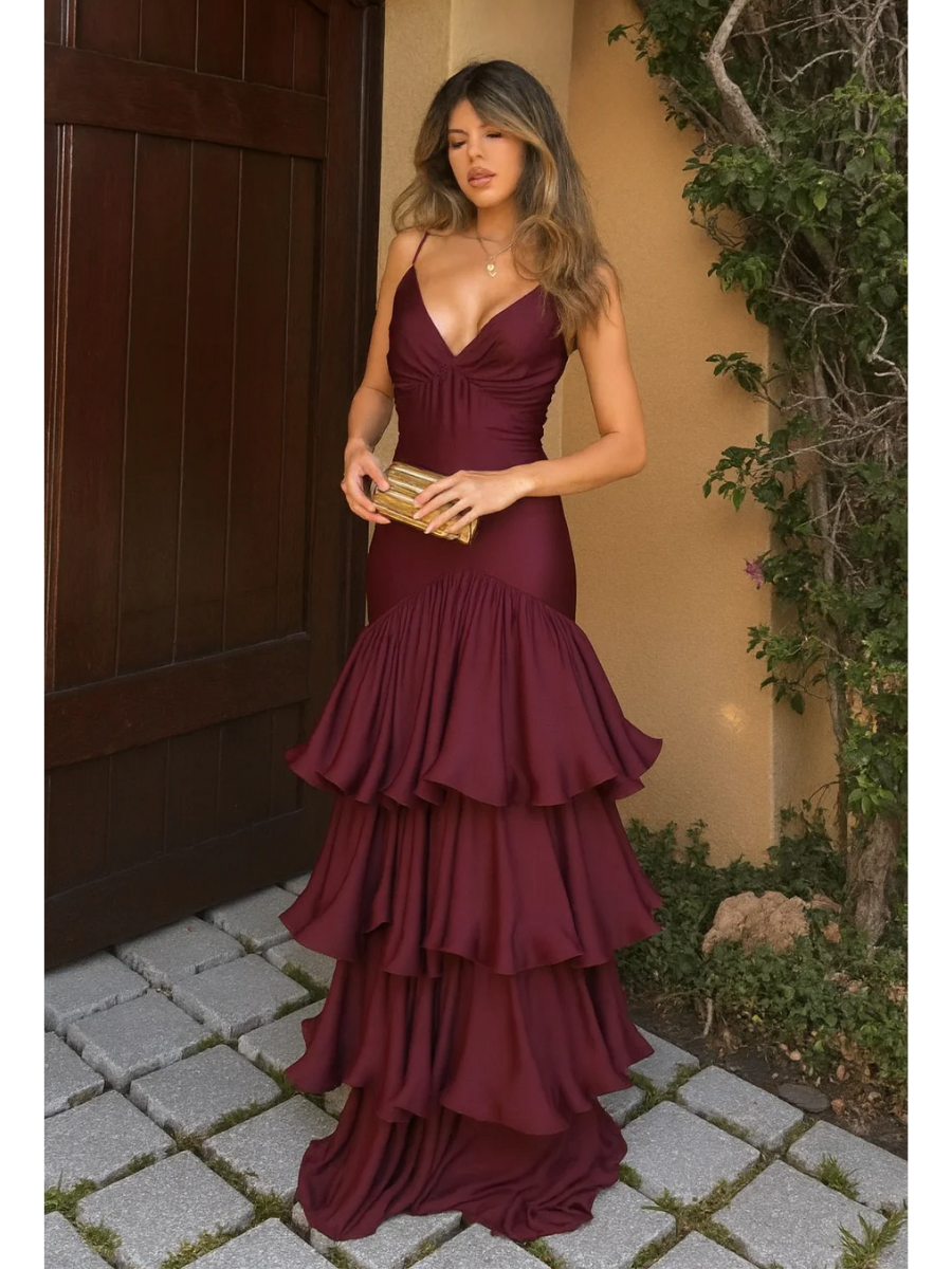 Vestido Longo com Babados Modern Alanis