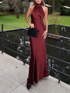 Vestido Longo Acetinado com Decote nas Costas Modern Hailey