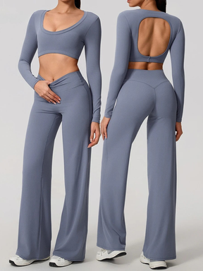 Conjunto Cropped Manga Longa e Calça Confy Modern Active