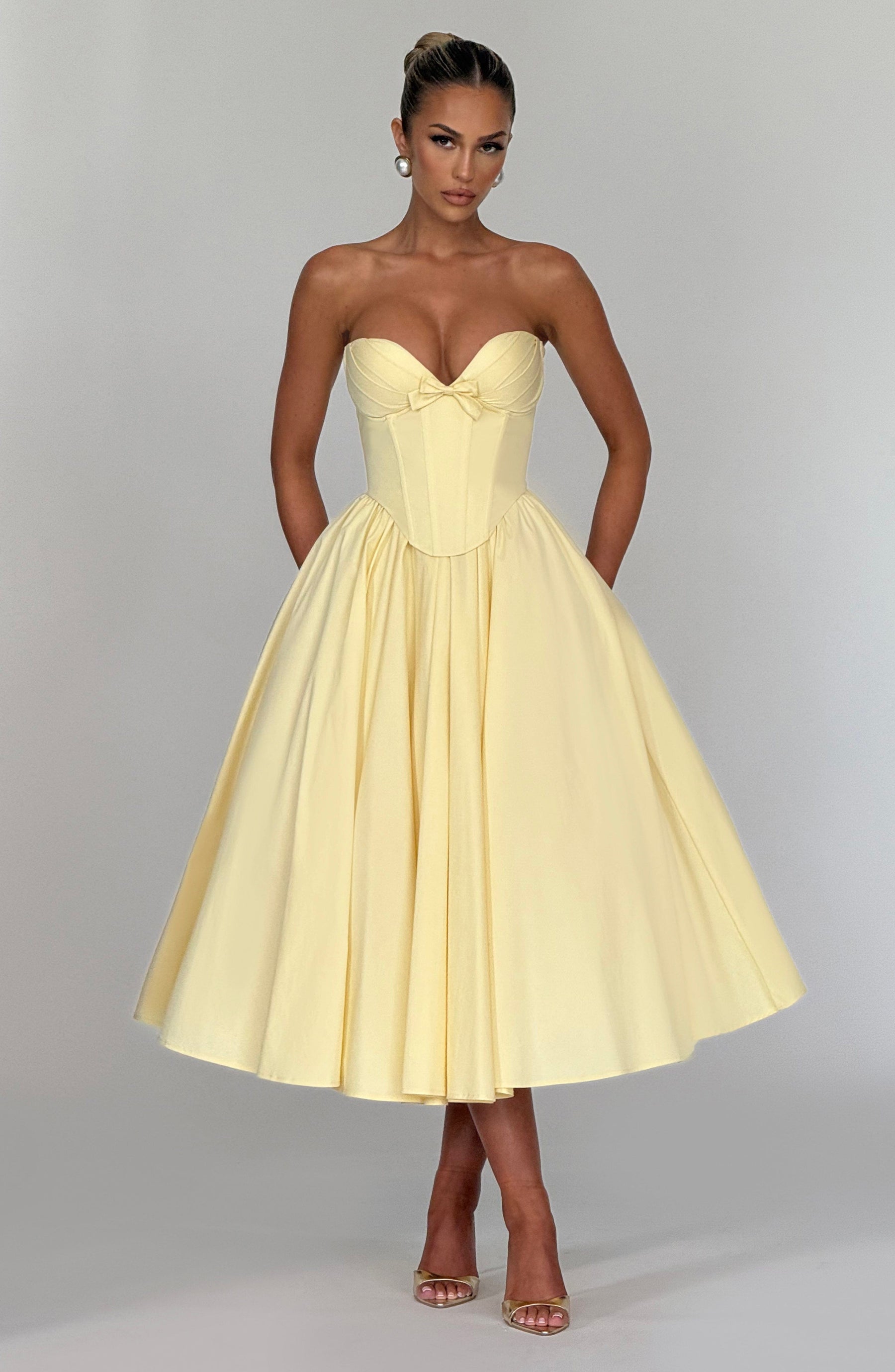Vestido Midi sem Alças Efeito Corset Modern Cornélia