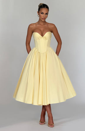 Vestido Midi sem Alças Efeito Corset Modern Cornélia