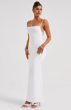 Vestido Longo Costas Aberta Modern Sanya Branco