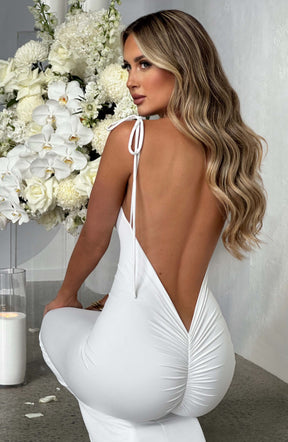Vestido Longo Costas Aberta Modern Sanya Branco