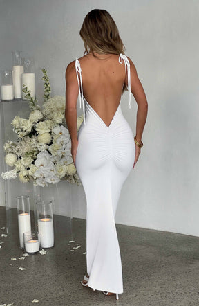 Vestido Longo Costas Aberta Modern Sanya Branco