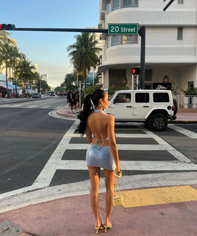 Conjunto Paetê Blusa e Saia Curta Modern Kira