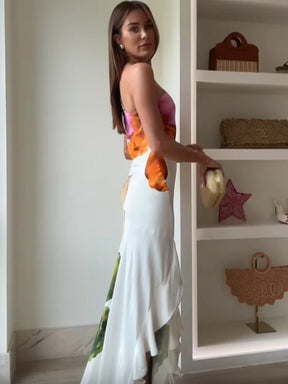 Vestido Longo Assimétrico Floral Modern Duna