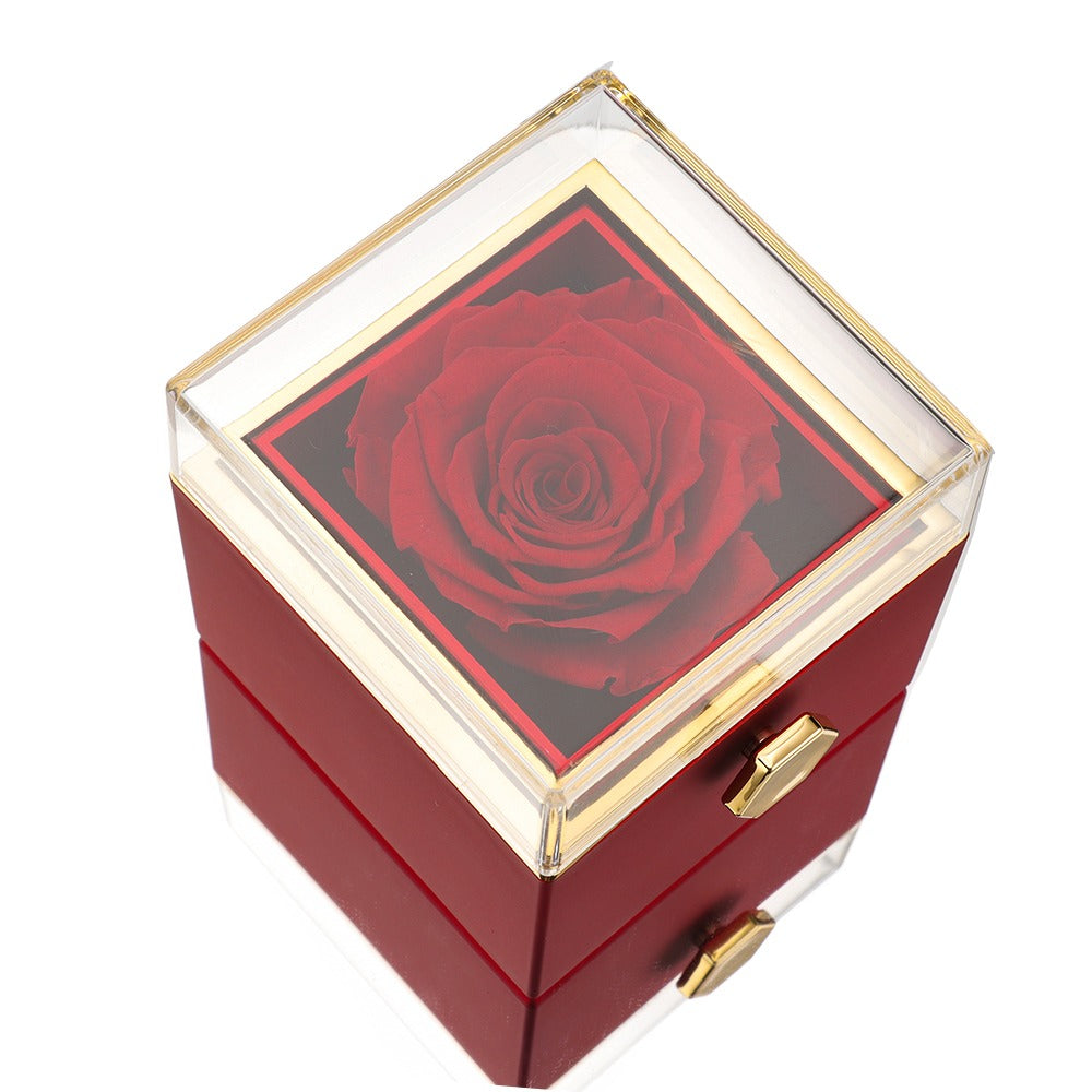 Caixa Rotativa Rosa Eterna Com Colar de Coração Personalizado